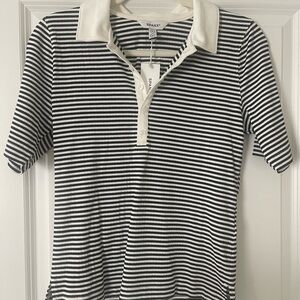 SPANX Black and White Striped Top